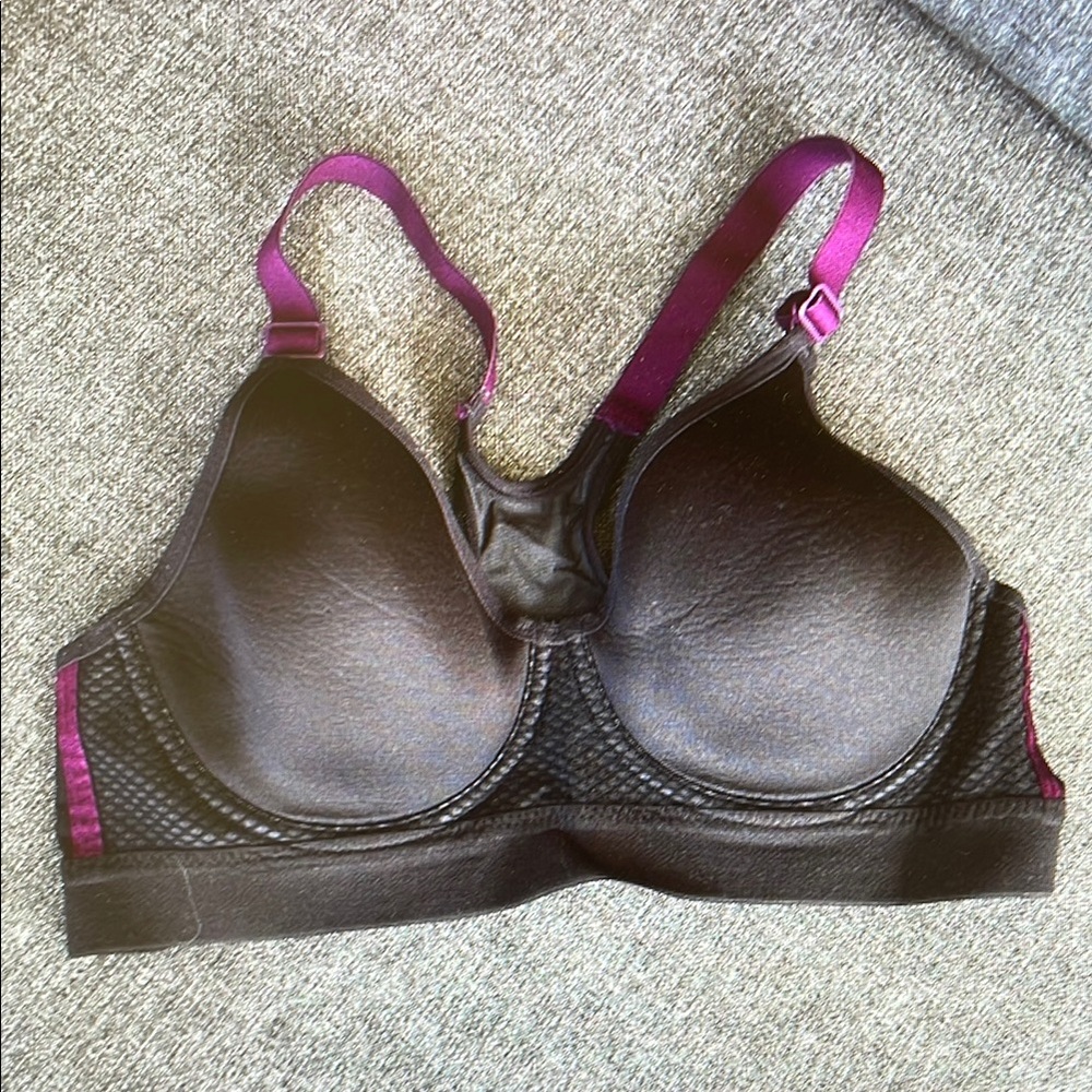 Women's Black and Purple Sports Bra